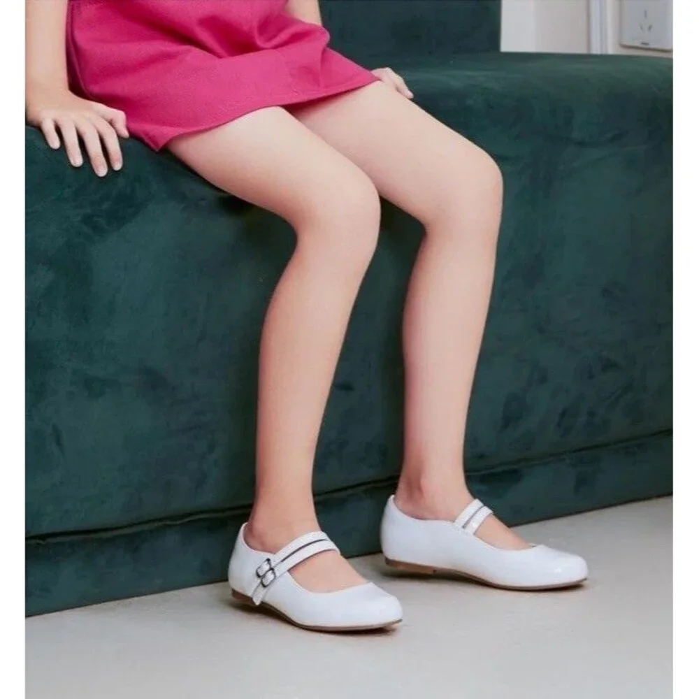 Girls Dress Shoes Mary Jane Flat Shoes Ballerina Flat for Party White Size 2